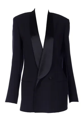 1990s Giorgio Armani Black Longline Tuxedo Jacket