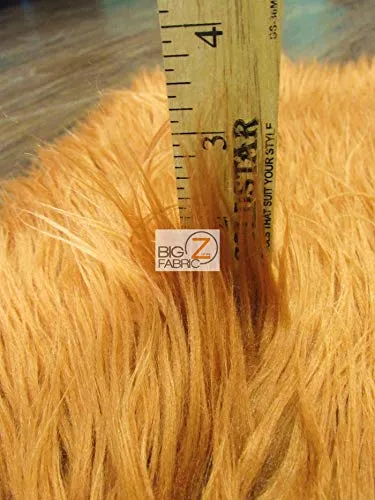 Amber Solid Mongolian Long Pile Faux Fur Fabric / Sold By The Yard