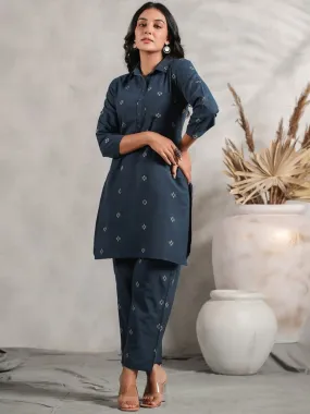 Anubhutee Ethnic Motifs Printed Shirt Collar Kurta with Trousers