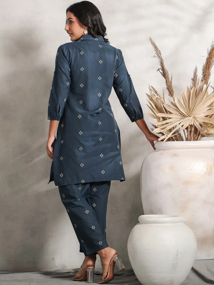 Anubhutee Ethnic Motifs Printed Shirt Collar Kurta with Trousers