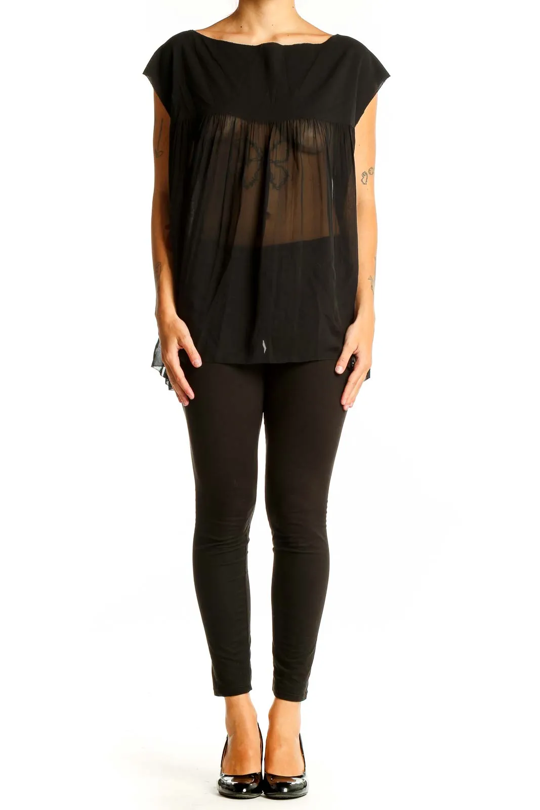 Black Sheer Flowy Sleeveless Top