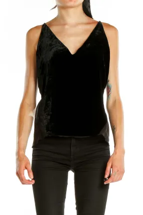 Black Velvet Sheer Panel Chic Tank Top