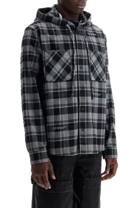 checked overshirt with hood