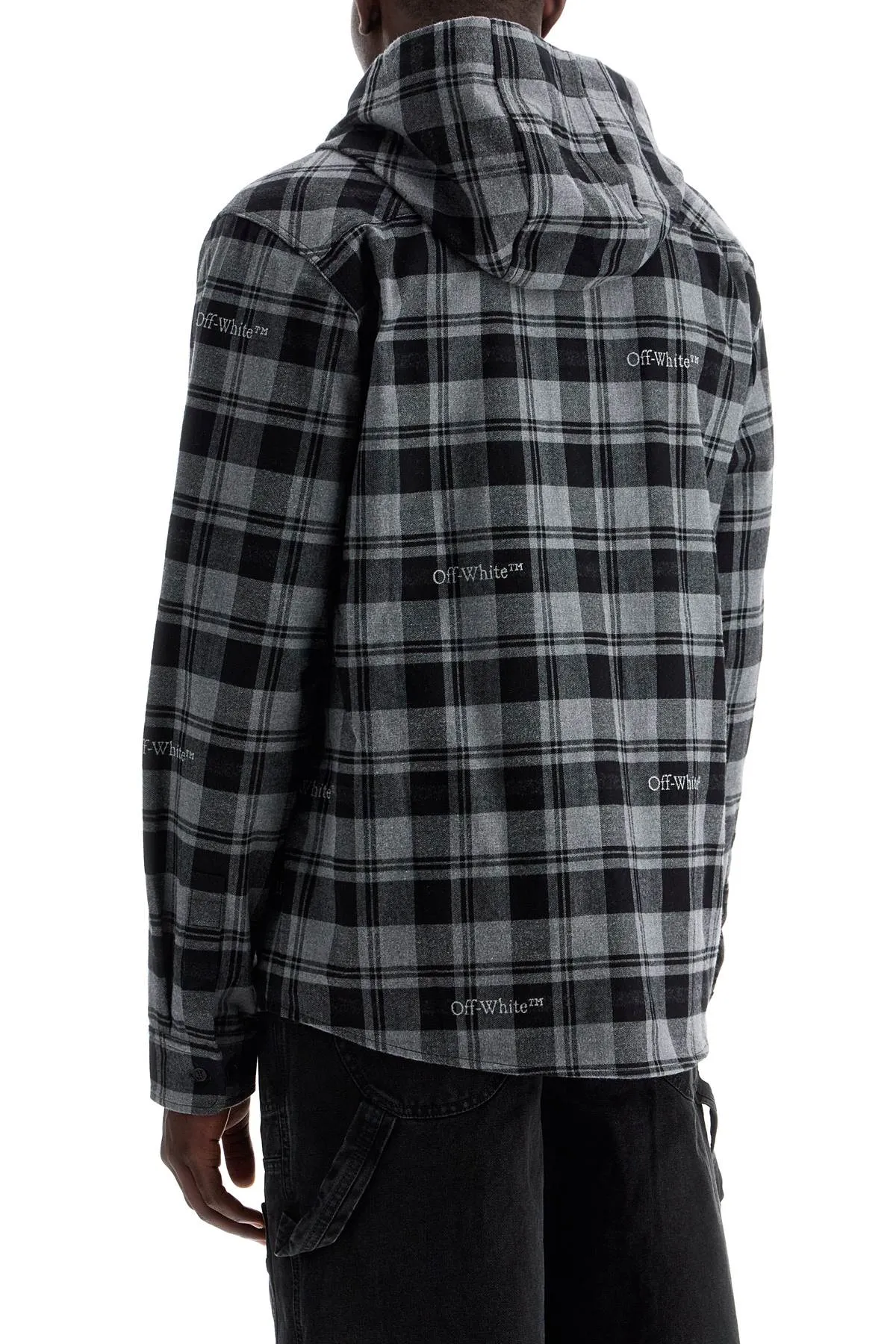 checked overshirt with hood