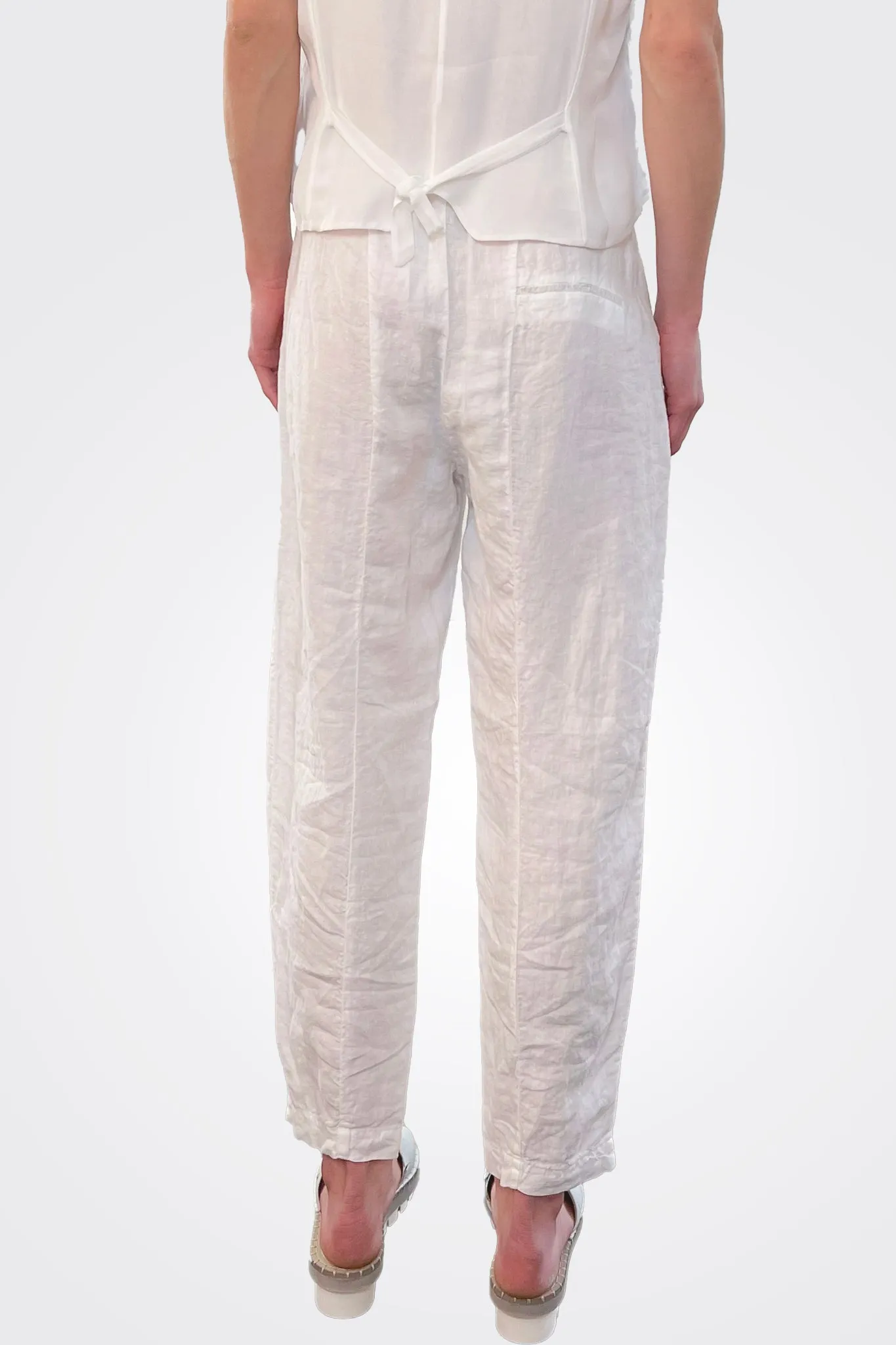 Comfort Fit Linen Trousers - White