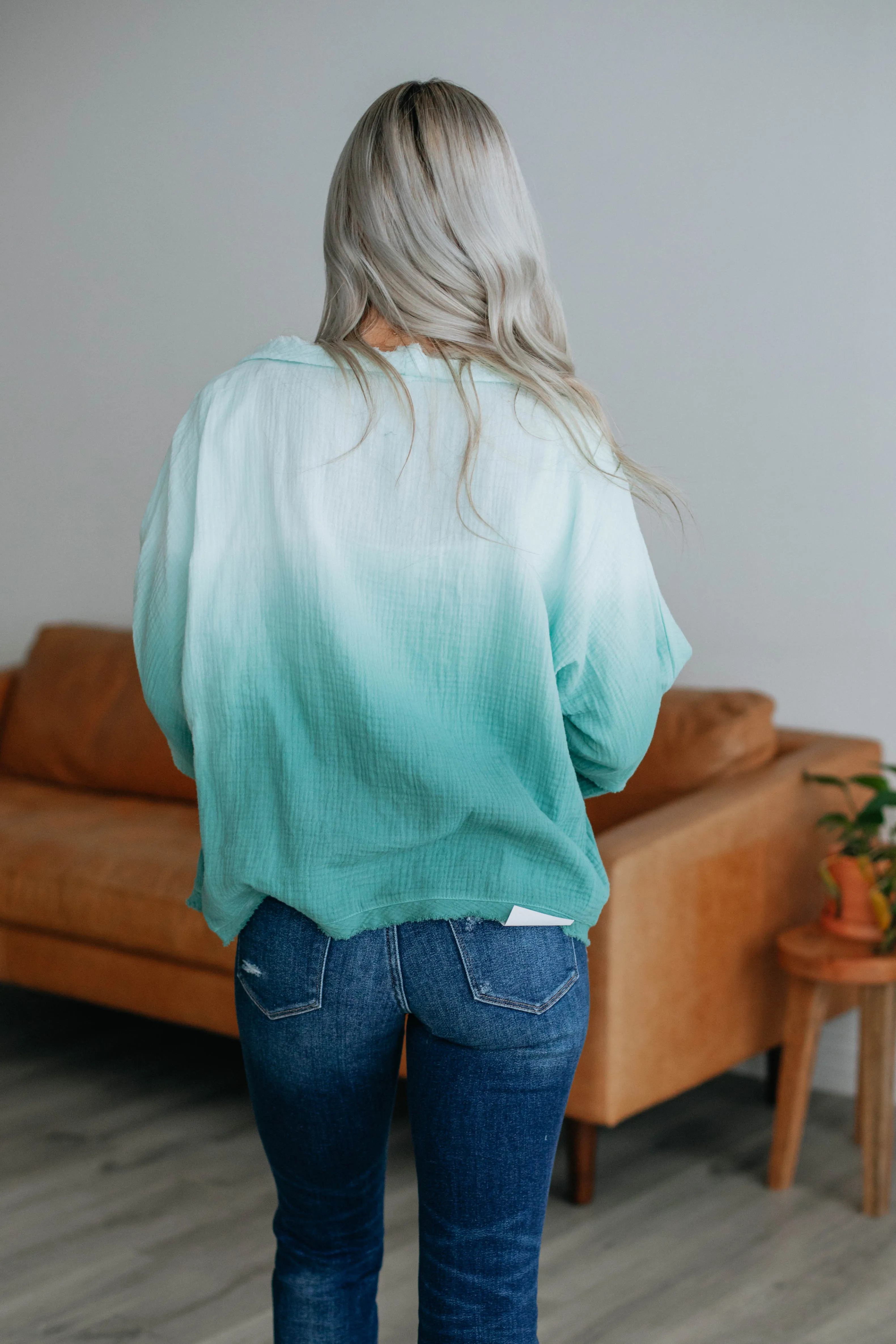 Dalma Textured Cardigan - Teal Mix