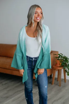 Dalma Textured Cardigan - Teal Mix