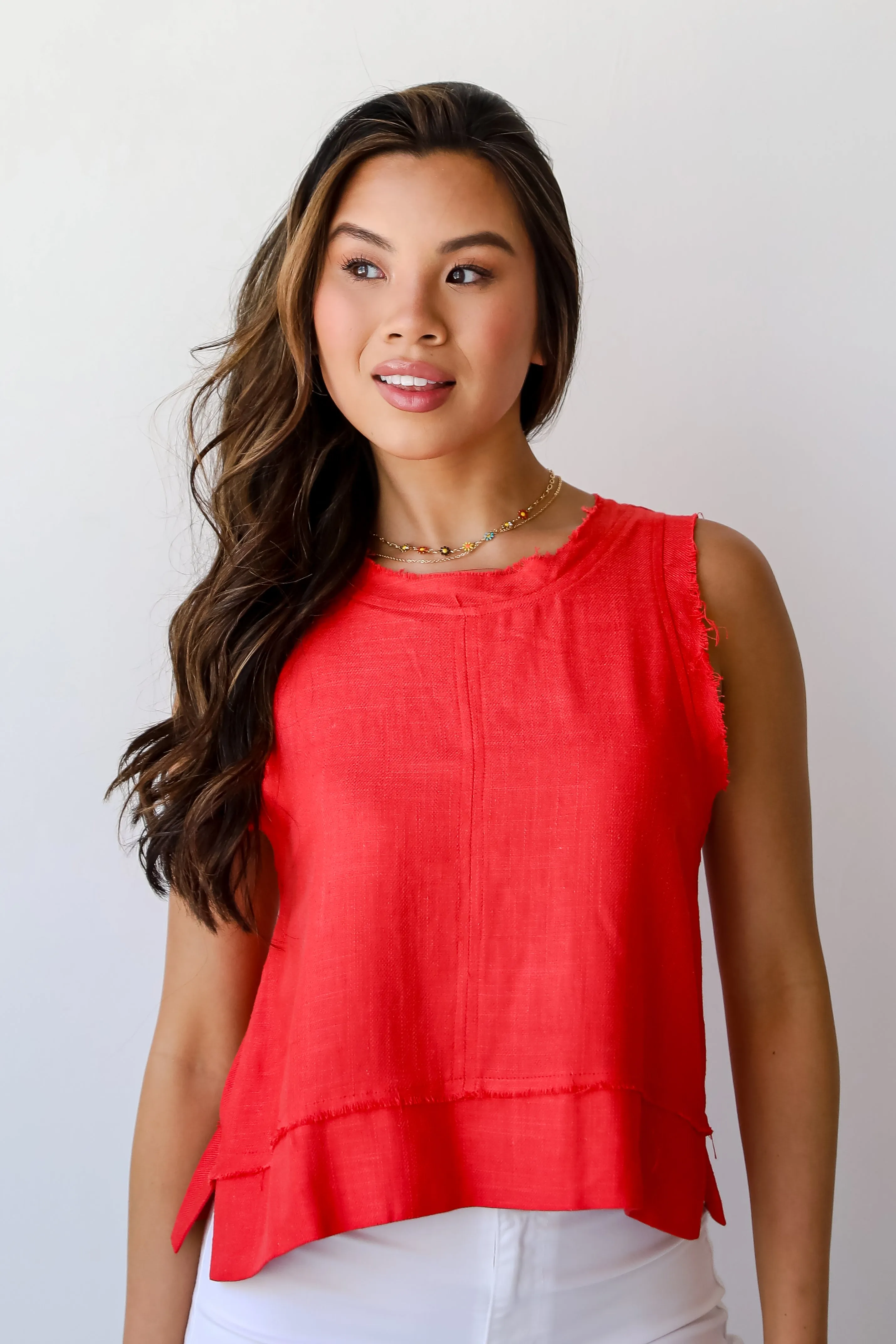 Dreamy Decision Linen Tank - DU DEAL