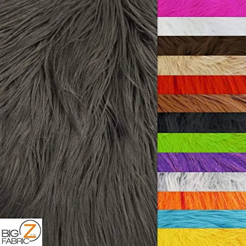 Faux Fake Fur Solid Gorilla Animal Long Pile Fabric / Pewter / Ecoshag 15 Yard Bolt