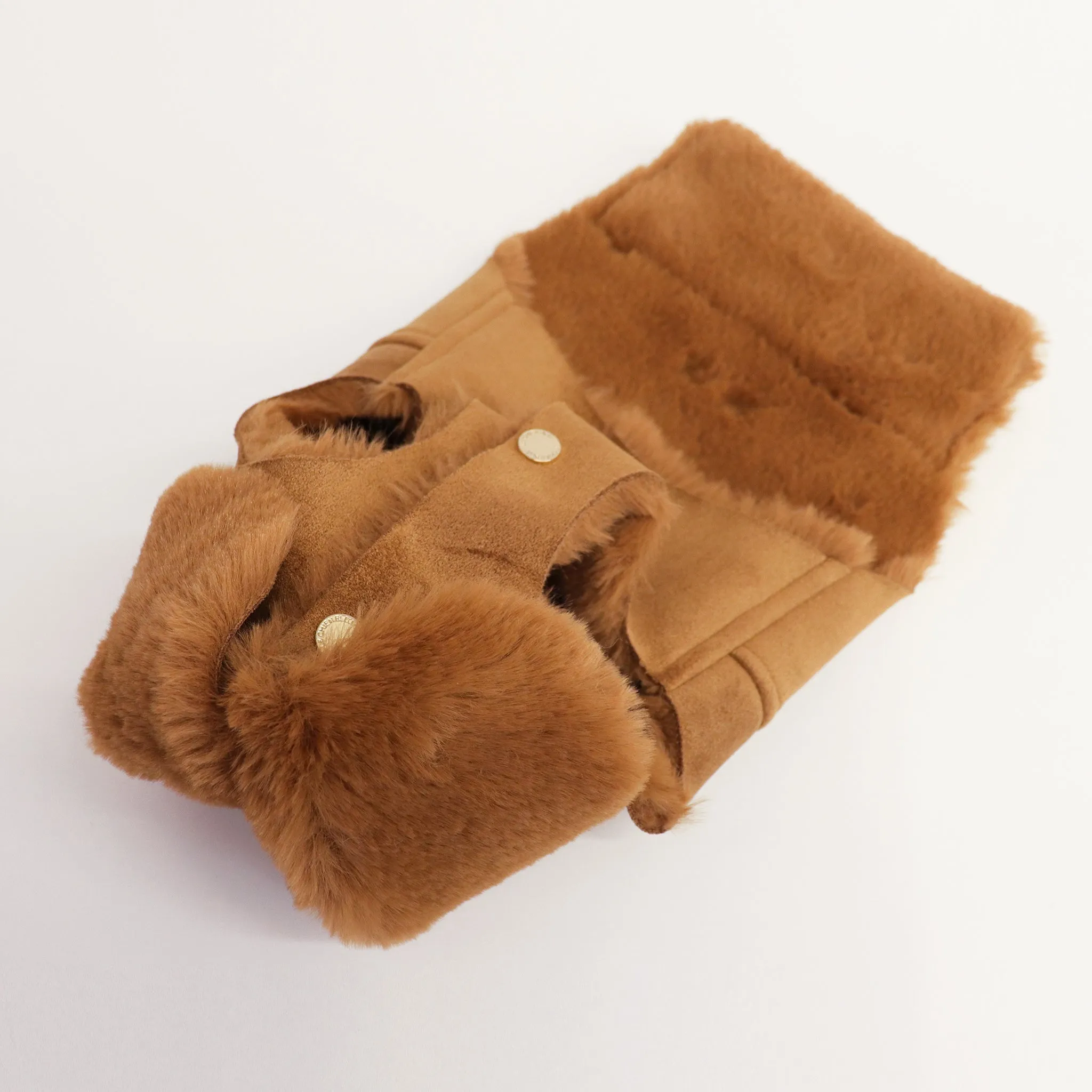 Faux Lambskin Coat - Camel