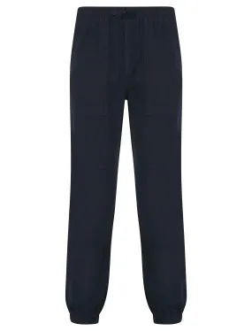 Fira Cotton Linen Comfort Fit Elasticated Waist Trousers in Sky Captain Navy - Tokyo Laundry