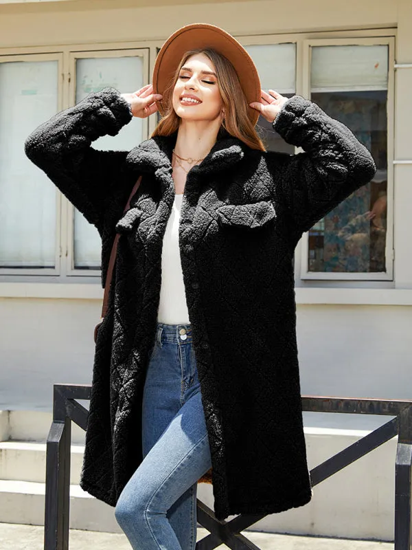 Fluffy Fleece Warmth Mid-Length Coat for Winter