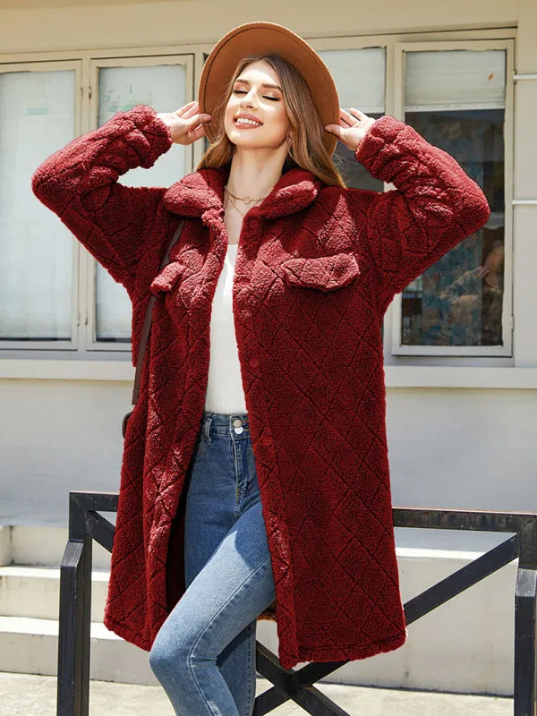 Fluffy Fleece Warmth Mid-Length Coat for Winter