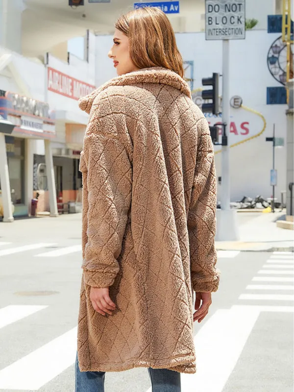 Fluffy Fleece Warmth Mid-Length Coat for Winter