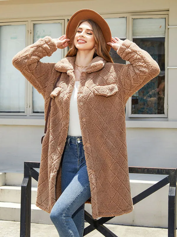 Fluffy Fleece Warmth Mid-Length Coat for Winter