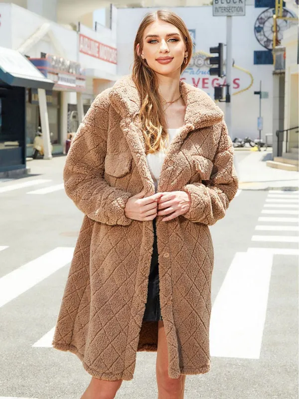 Fluffy Fleece Warmth Mid-Length Coat for Winter