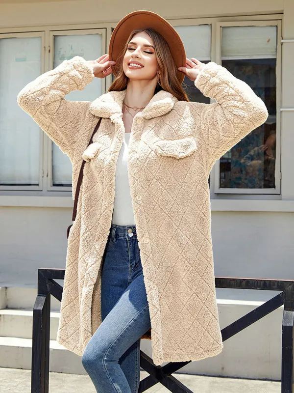 Fluffy Fleece Warmth Mid-Length Coat for Winter