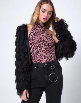 Fur Ball Jacket in Faux Fur Black