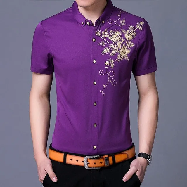 Golden Rose Printed Short-Sleeved Shirts