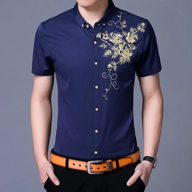 Golden Rose Printed Short-Sleeved Shirts