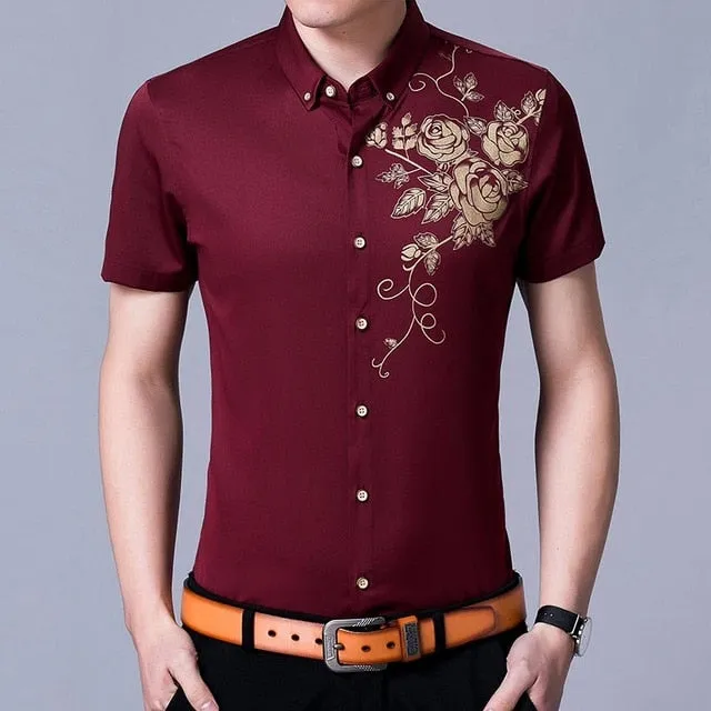 Golden Rose Printed Short-Sleeved Shirts