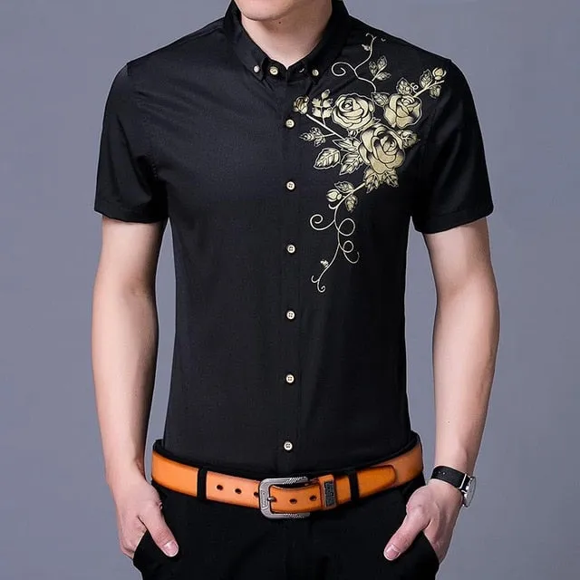 Golden Rose Printed Short-Sleeved Shirts