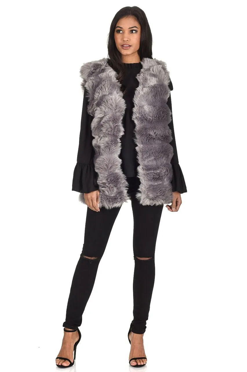 Grey Faux Fur Gilet