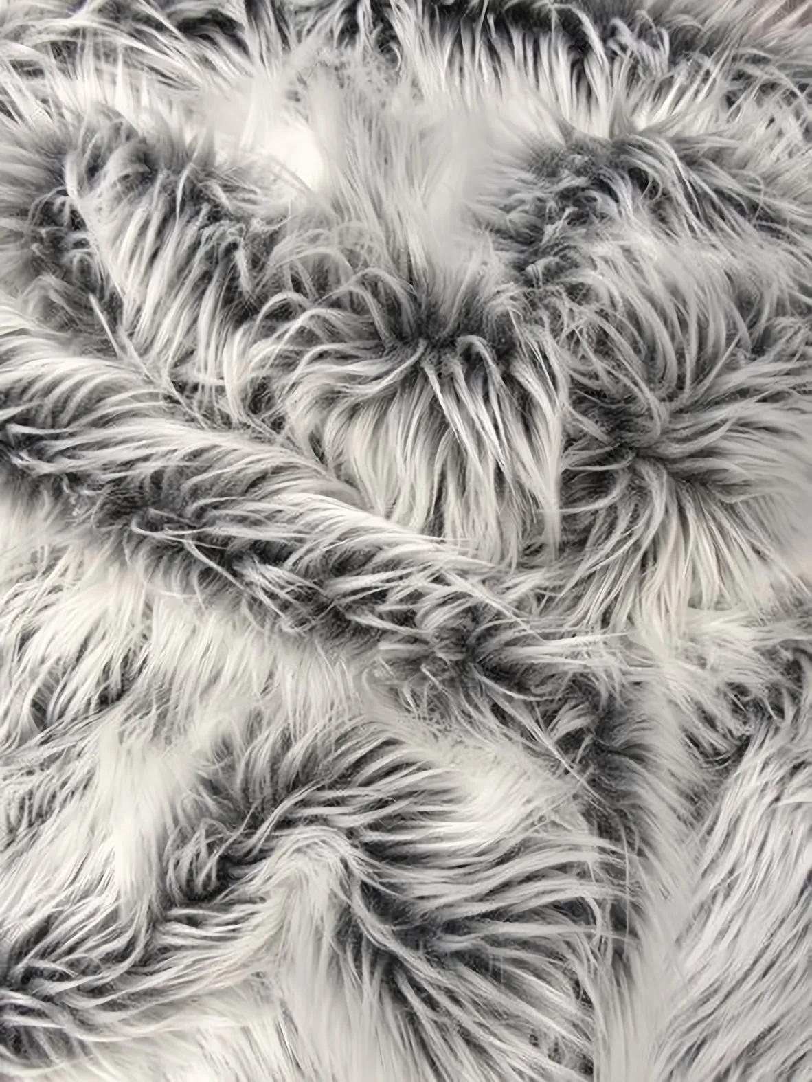 Grey Frost Solid Shaggy Long Pile Faux Fur Fabric / 15 Yard Bolt