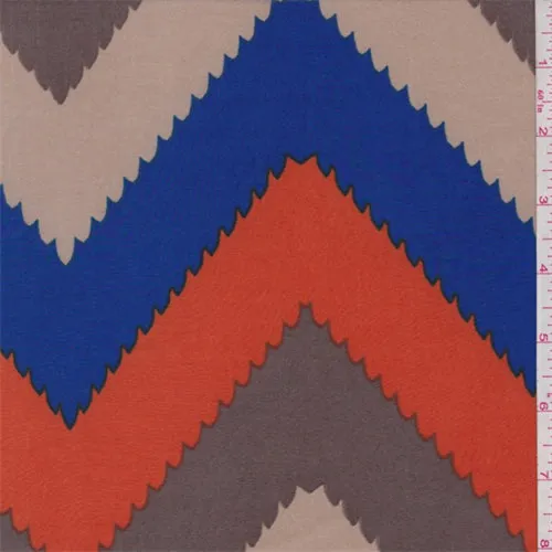 ITY Brown/Blue/Orange Wave Chevron Jersey Knit Fabric