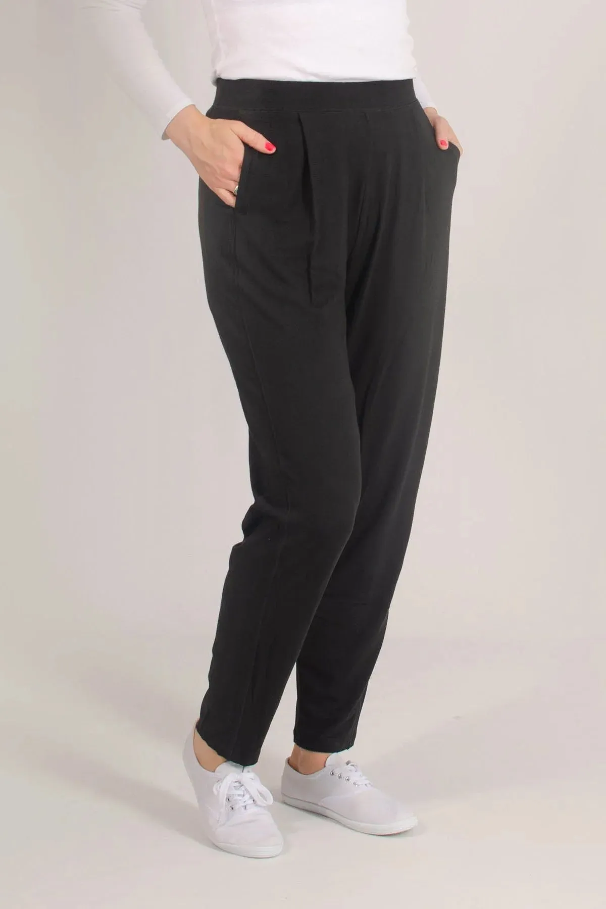 Jersey Pleat Front Tapered Trousers