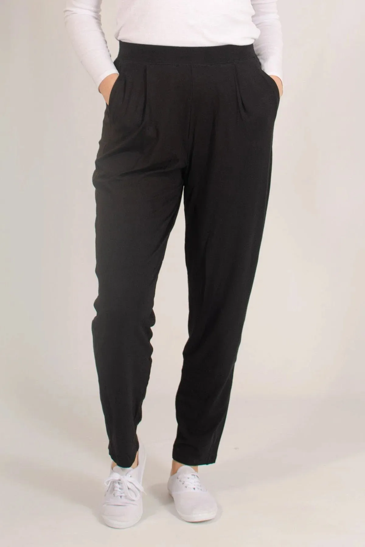 Jersey Pleat Front Tapered Trousers