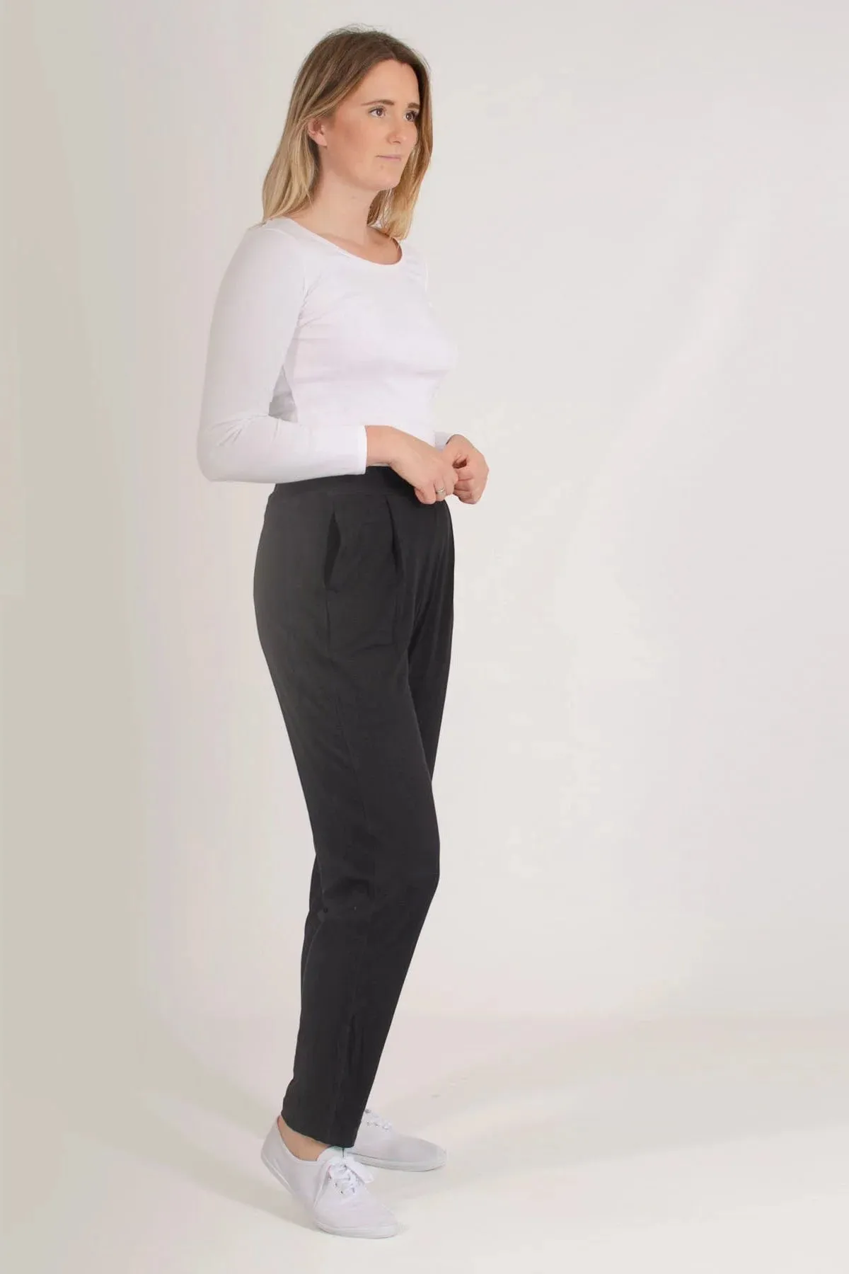 Jersey Pleat Front Tapered Trousers