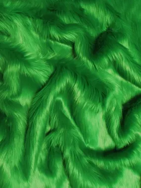 Kelly Green Solid Shaggy Long Pile Faux Fur Fabric / Sold By The Yard