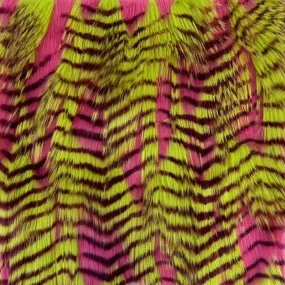 Lime Green | Fuchsia Porcupine Feather Faux Fur Fabric