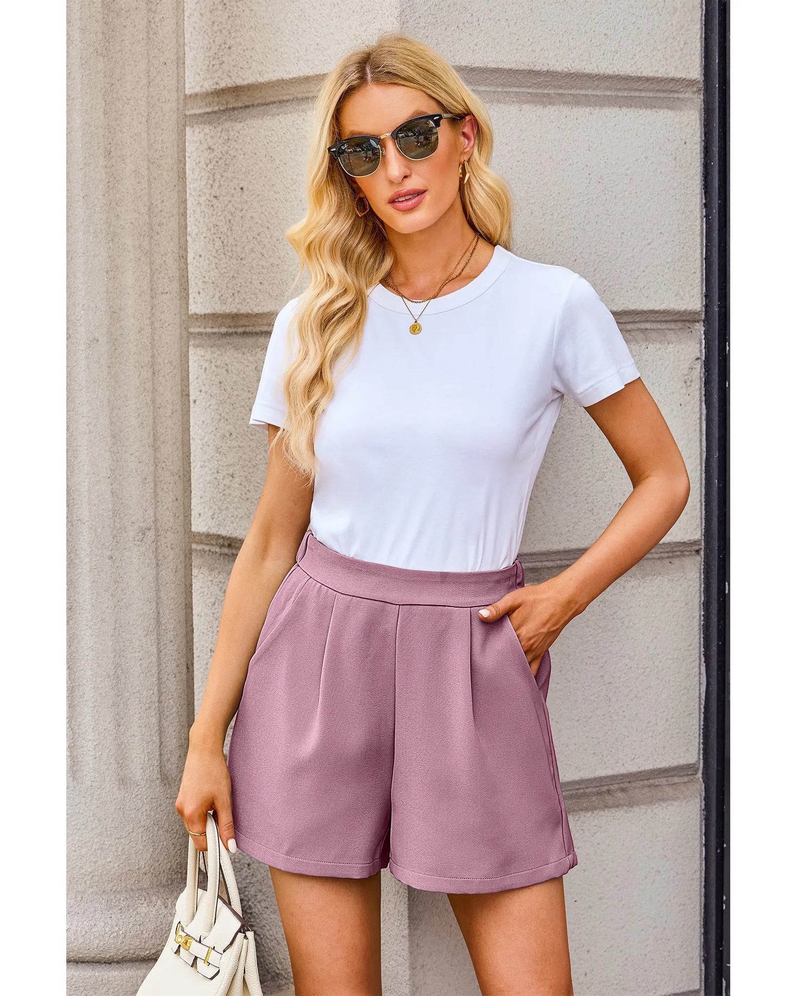 luvamia 2023 Dress Shorts for Women High Waisted Business Casual Outfits for Work Summer Pleated Short Dressy Shorts