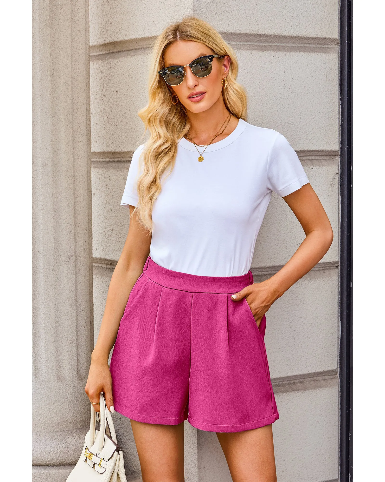 luvamia 2023 Dress Shorts for Women High Waisted Business Casual Outfits for Work Summer Pleated Short Dressy Shorts