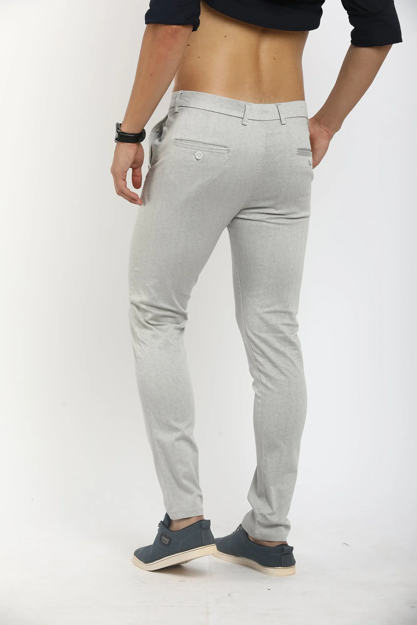 Men Sliver Color Comfort Fit Trousers (CH3004)