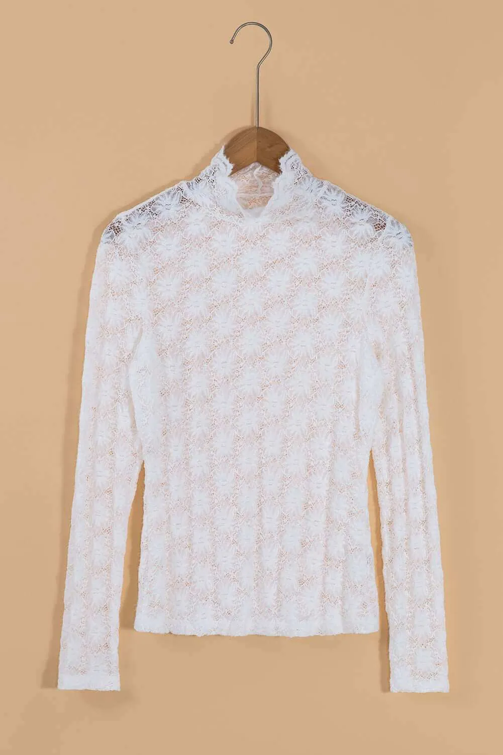 Mock Neck Long Sleeve Lace Tops