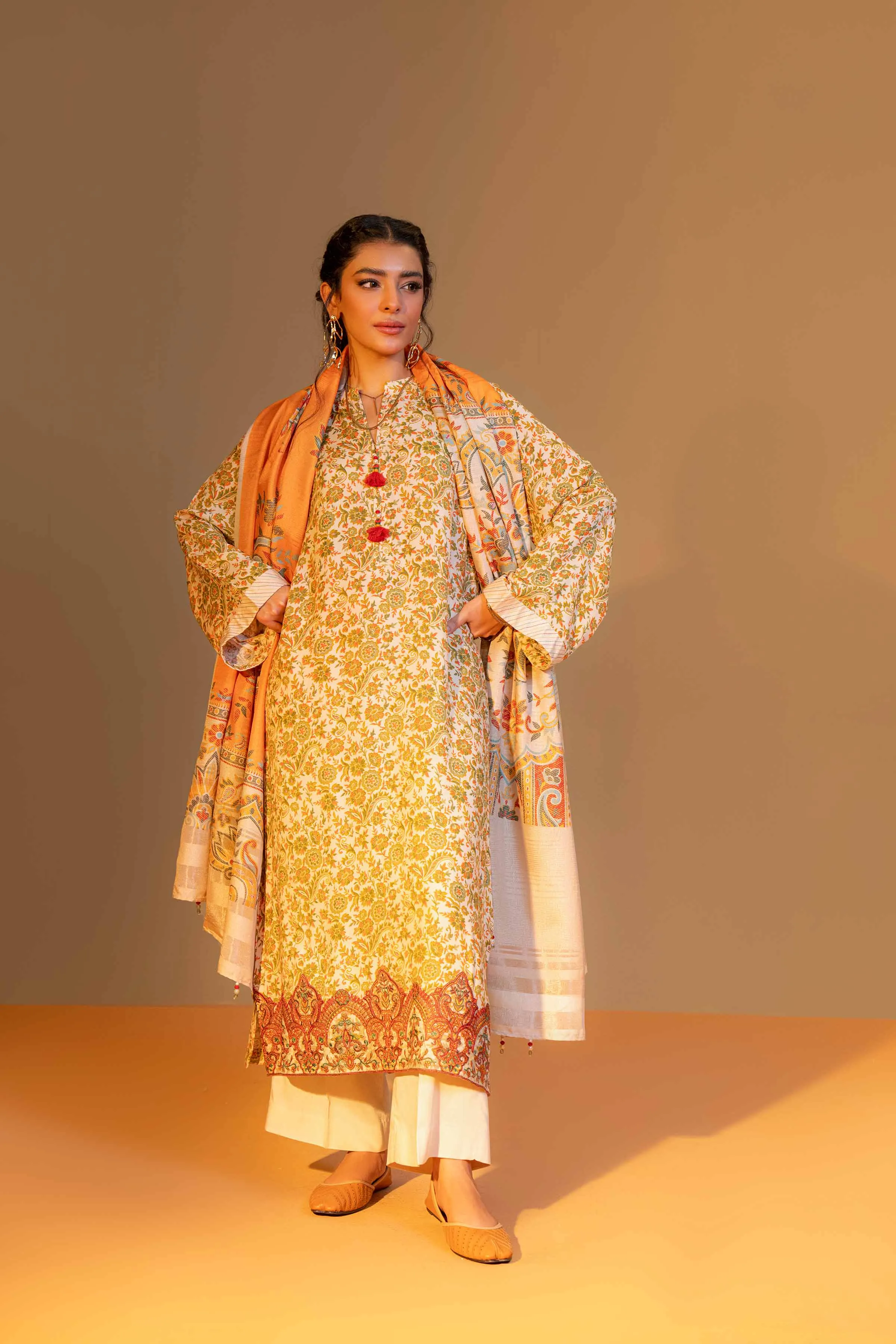 Nishat Linen Silk Collection – 3 Piece - Printed Embroidered Suit - 42306469