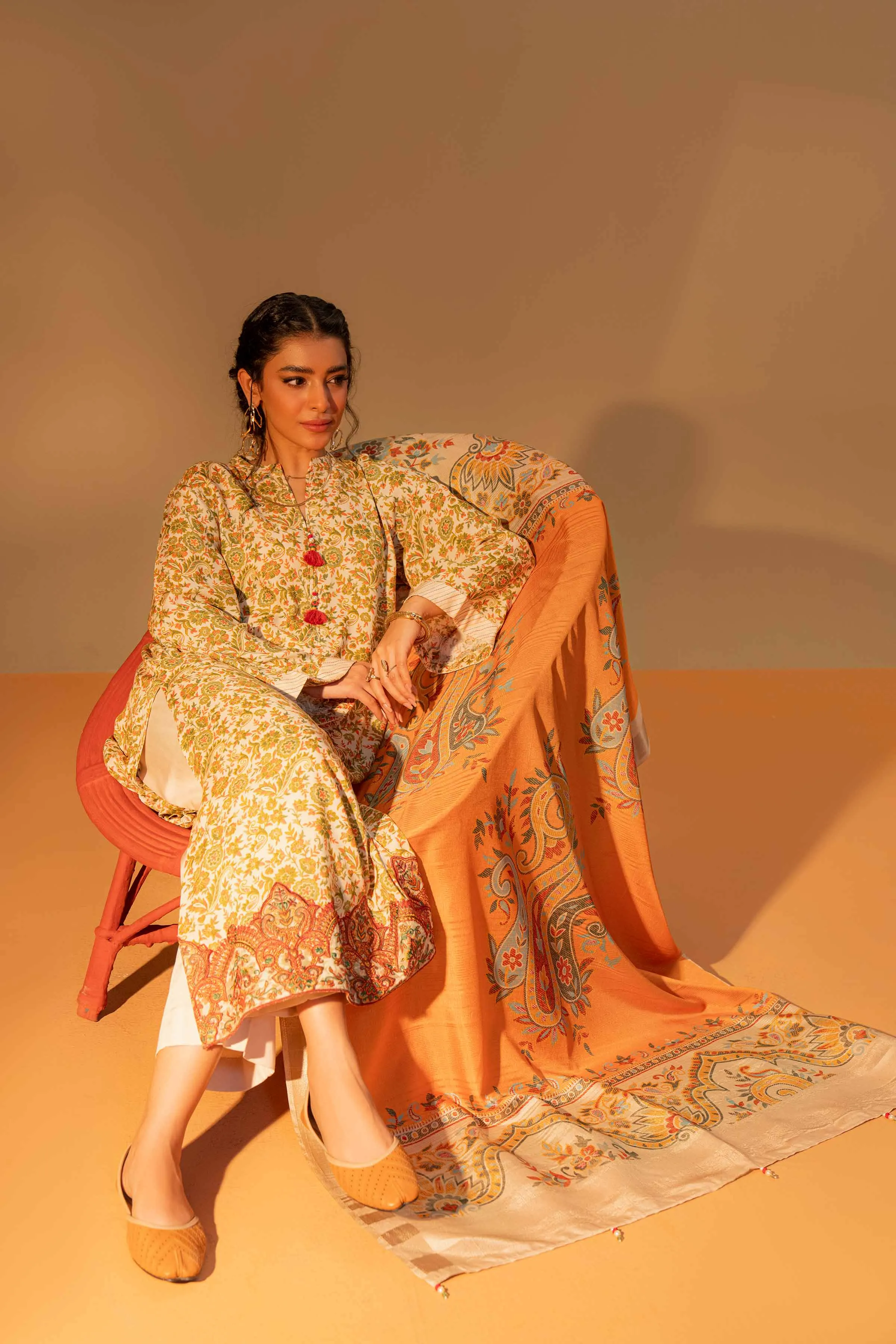 Nishat Linen Silk Collection – 3 Piece - Printed Embroidered Suit - 42306469