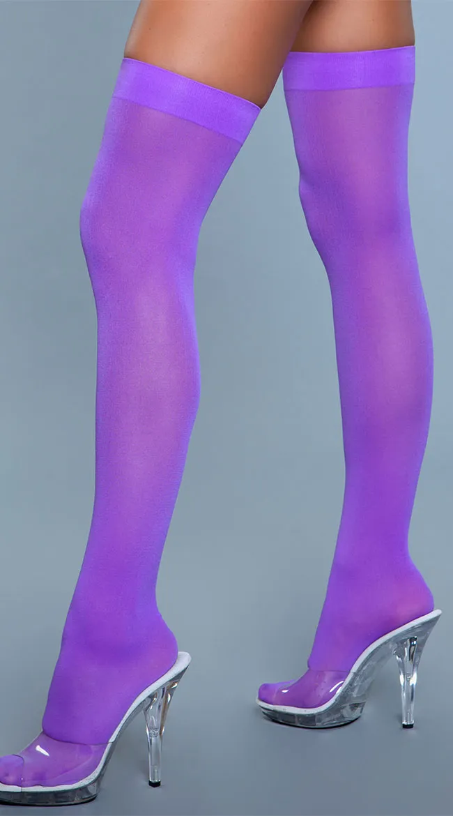 Opaque Nylon Thigh Highs