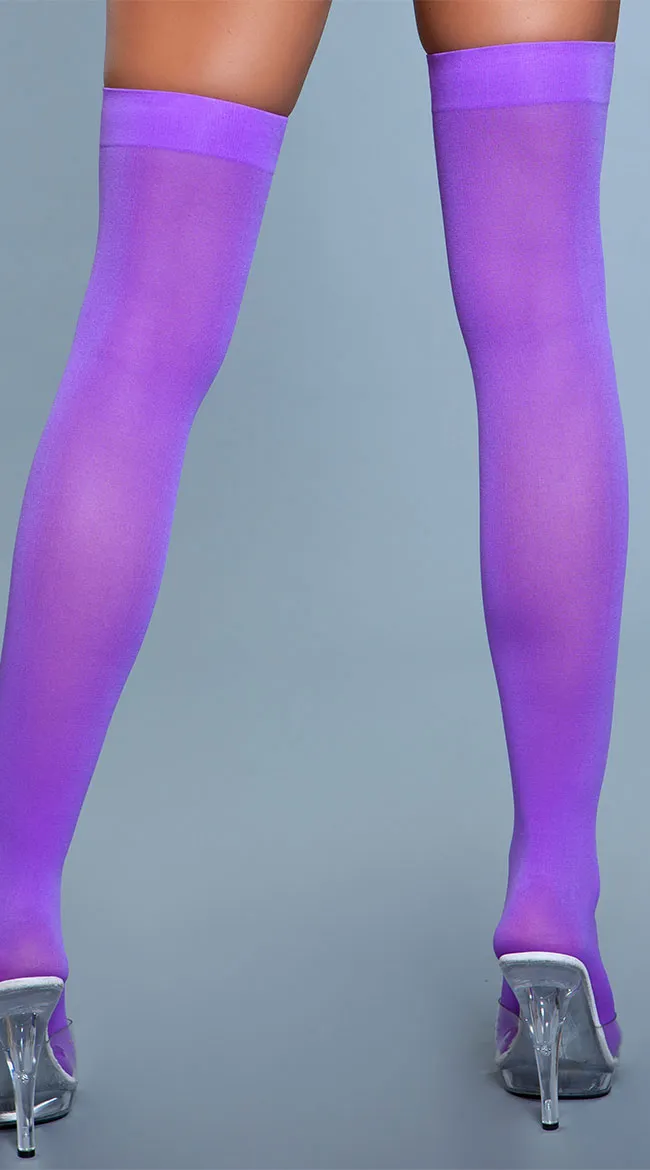 Opaque Nylon Thigh Highs