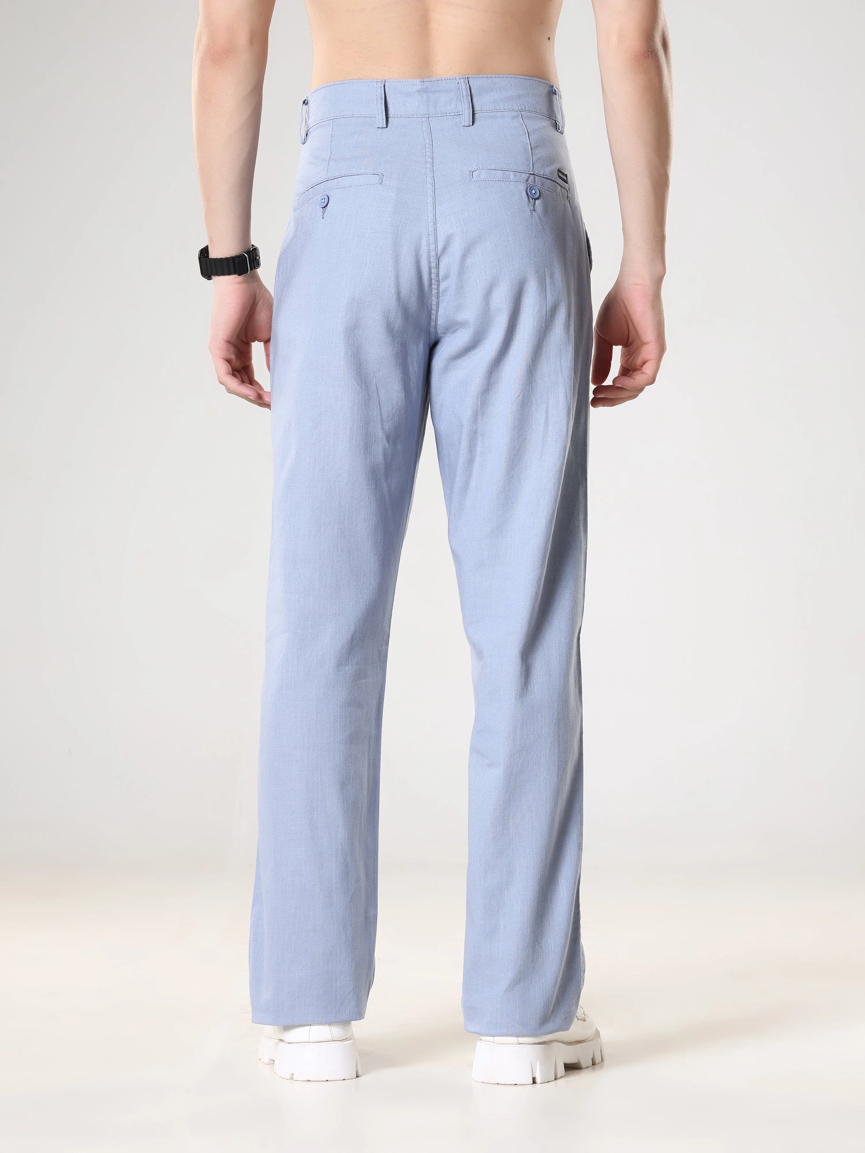 Piper - Comfort Fit Linen Trouser - Blue