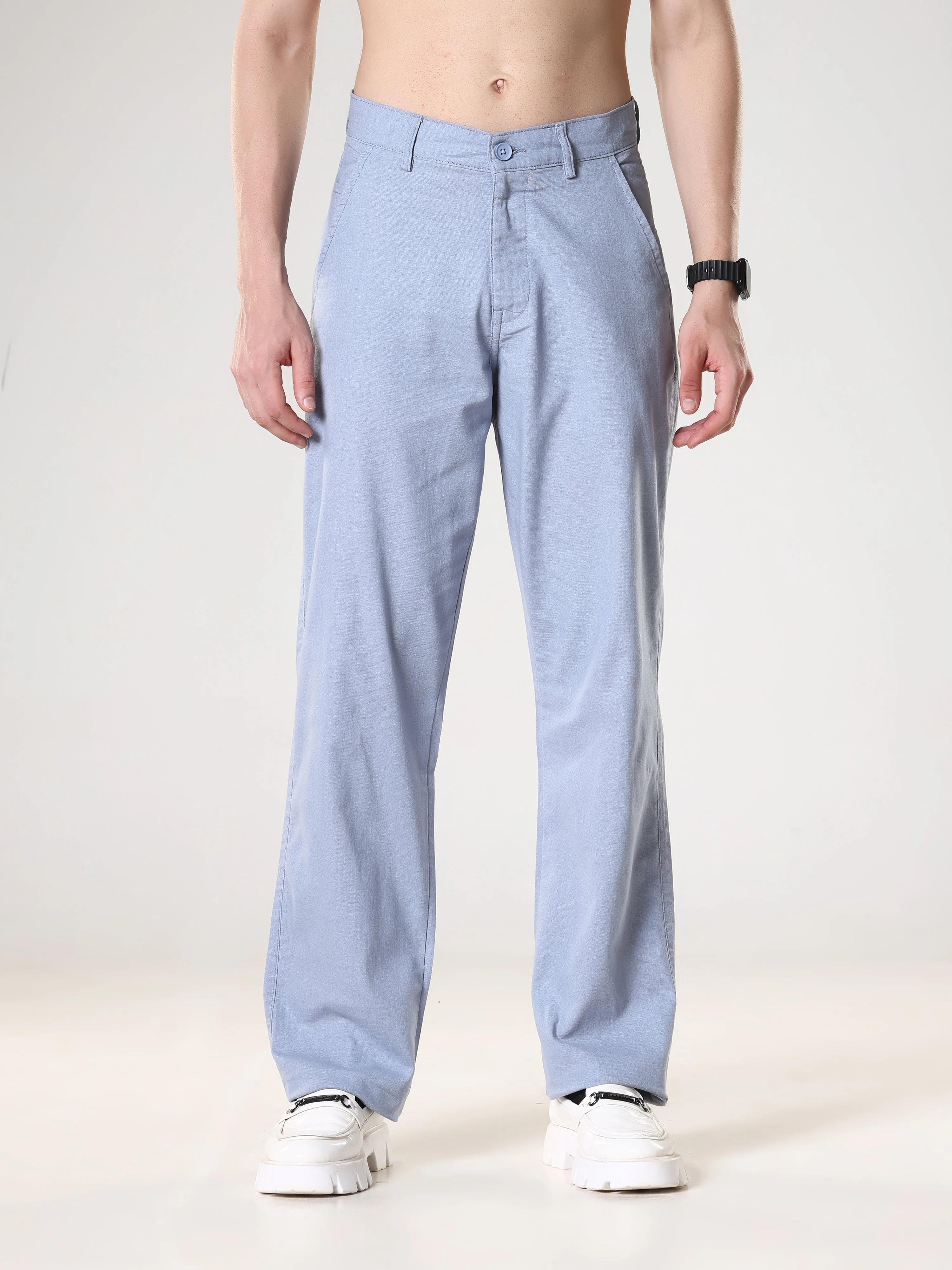 Piper - Comfort Fit Linen Trouser - Blue