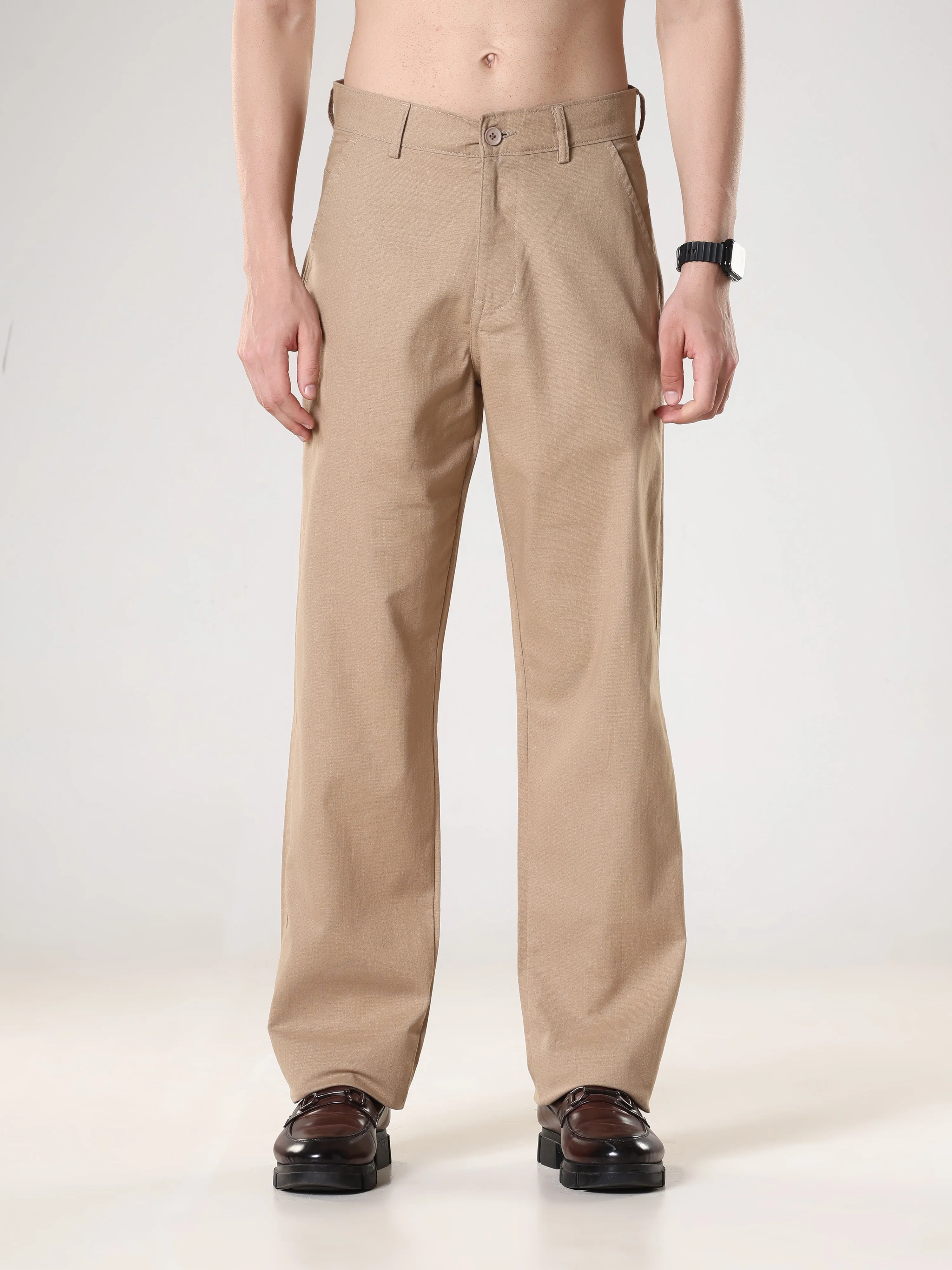 Piper - Comfort Fit  Linen Trouser - Khaki