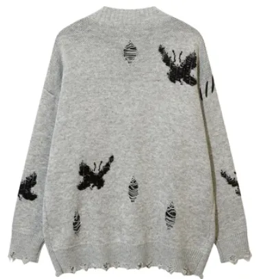 Pre Order:  Butterflies Frayed Hem Knit Cardigan