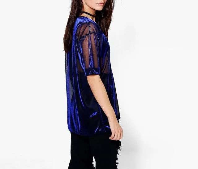 Sheer mesh baseball tshirt