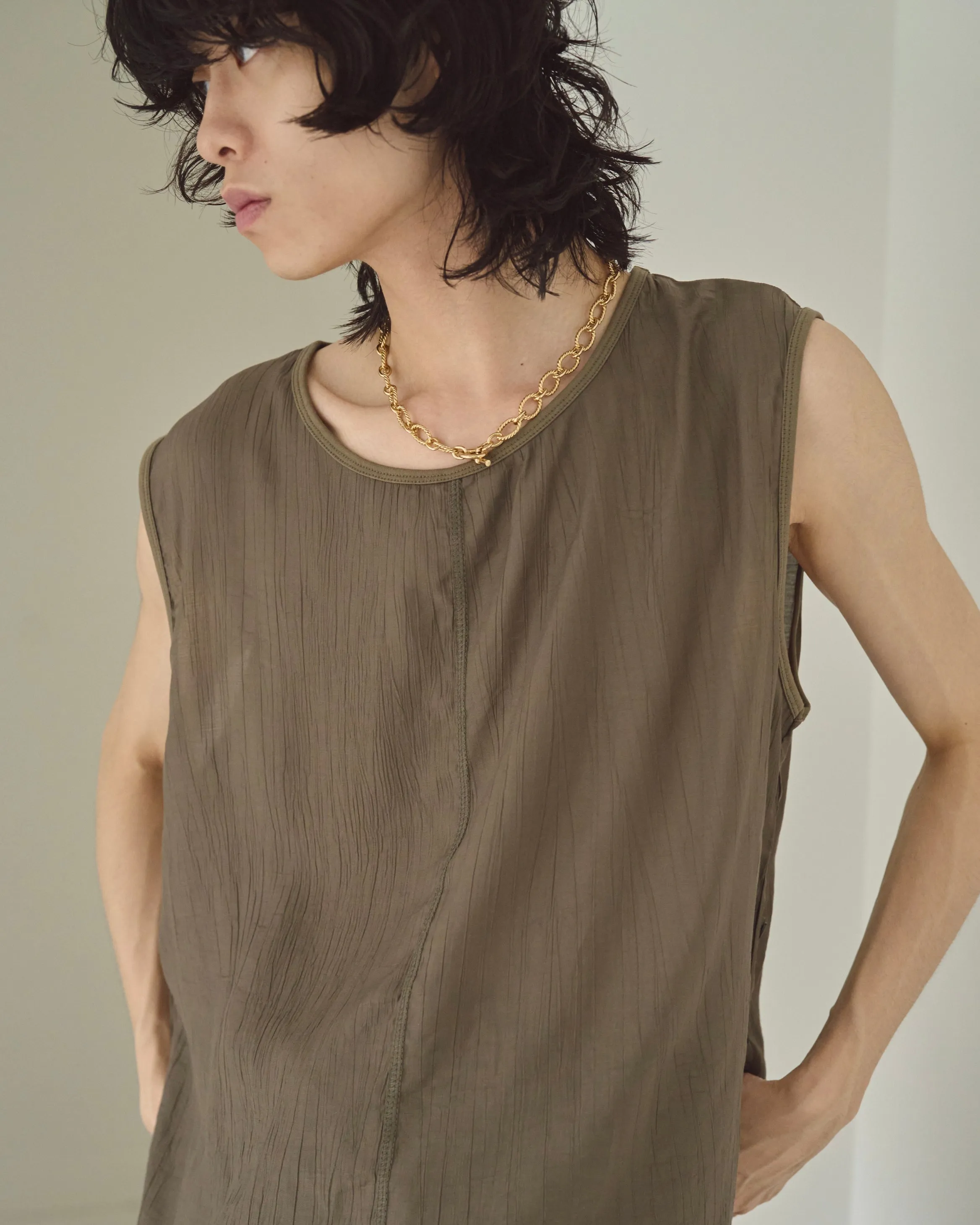 sleeve less semi-sheer tops