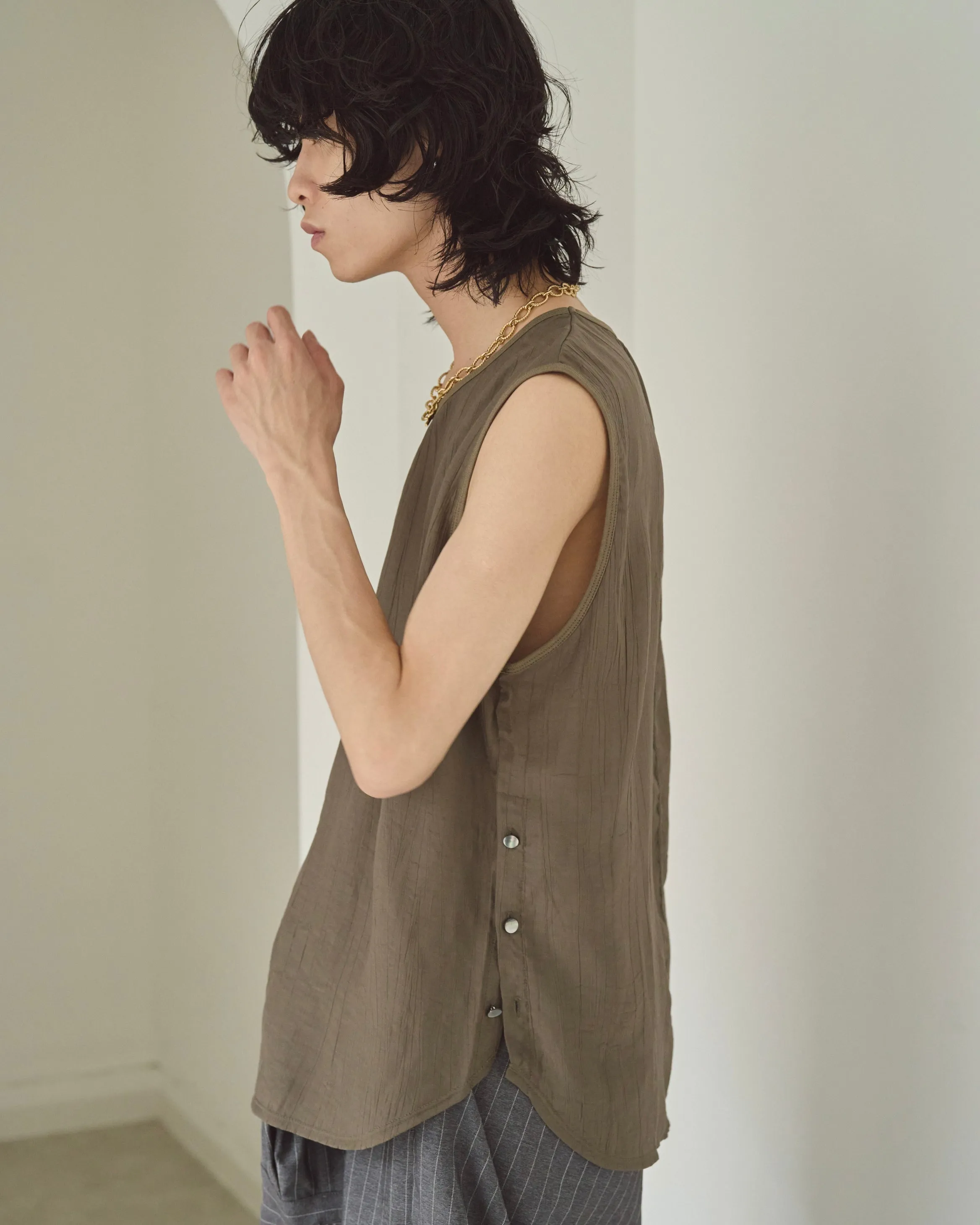 sleeve less semi-sheer tops