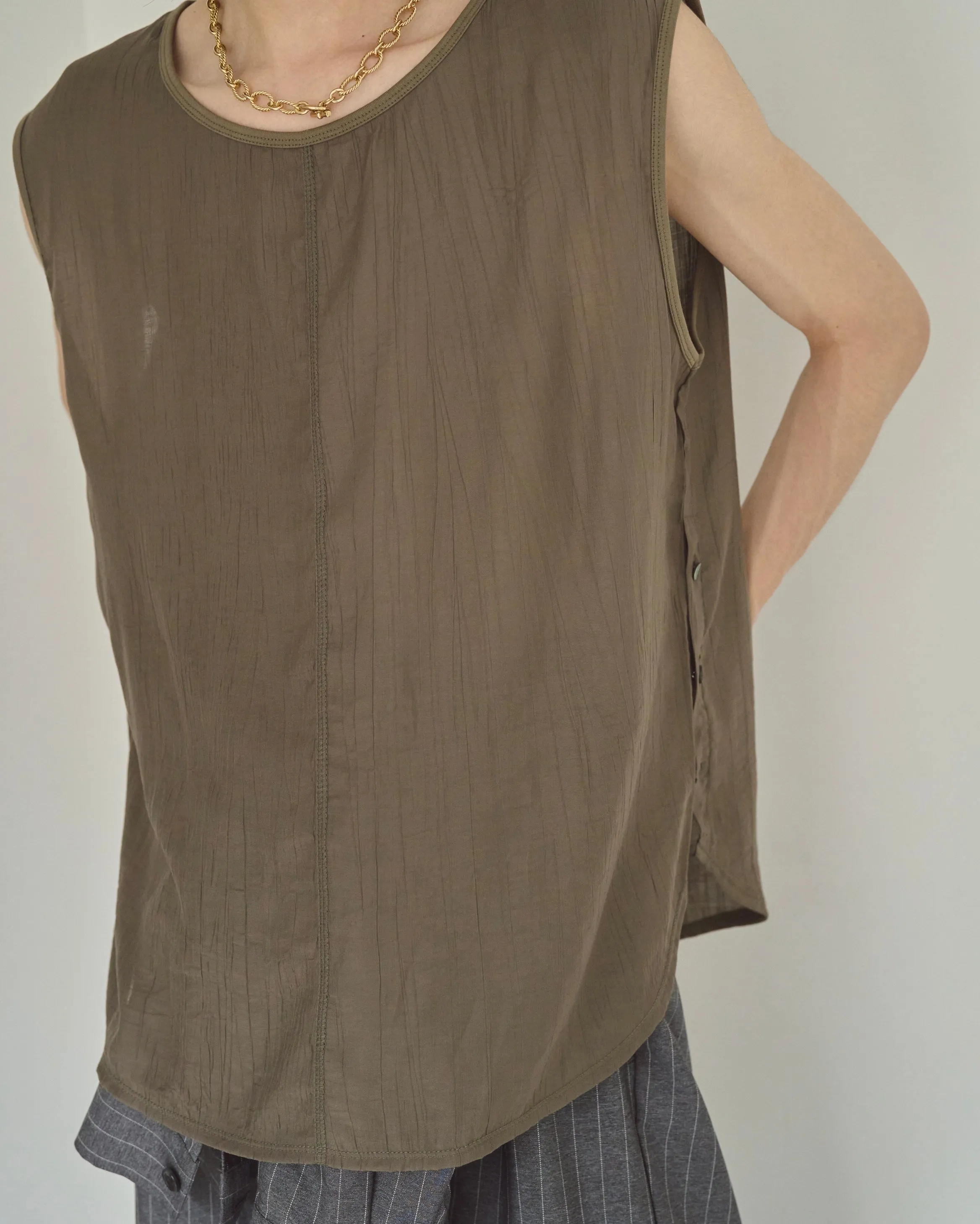 sleeve less semi-sheer tops